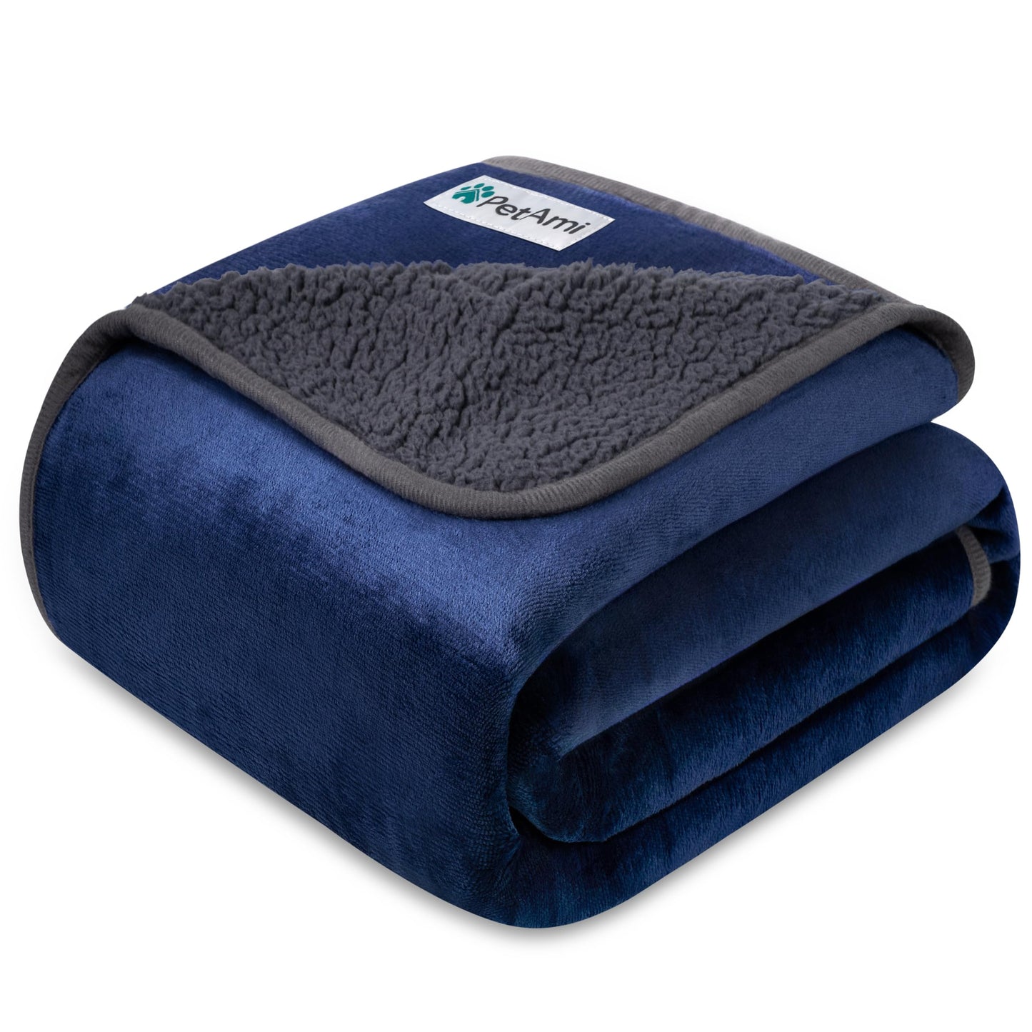 PetAmi Waterproof Dog Blanket for Medium Large Dogs, Pee Proof for Couch Bed, Reversible, Soft Fleece, Washable, 40x60 Navy/Gray