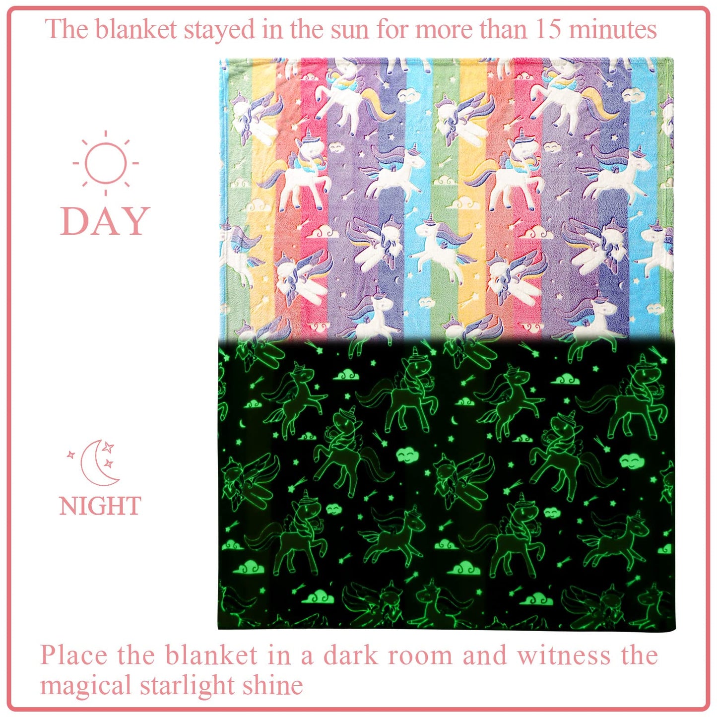LIFEYJ Glow in The Dark Blanket Unicorns Gifts for Girls, Soft Blanket 3 4 5 6 7 8 9 10 Year Old Girl Gifts, Toddler Girls Toys Age 6-8, Gifts for Girl for Birthday Gifts Presents, 50"x60"