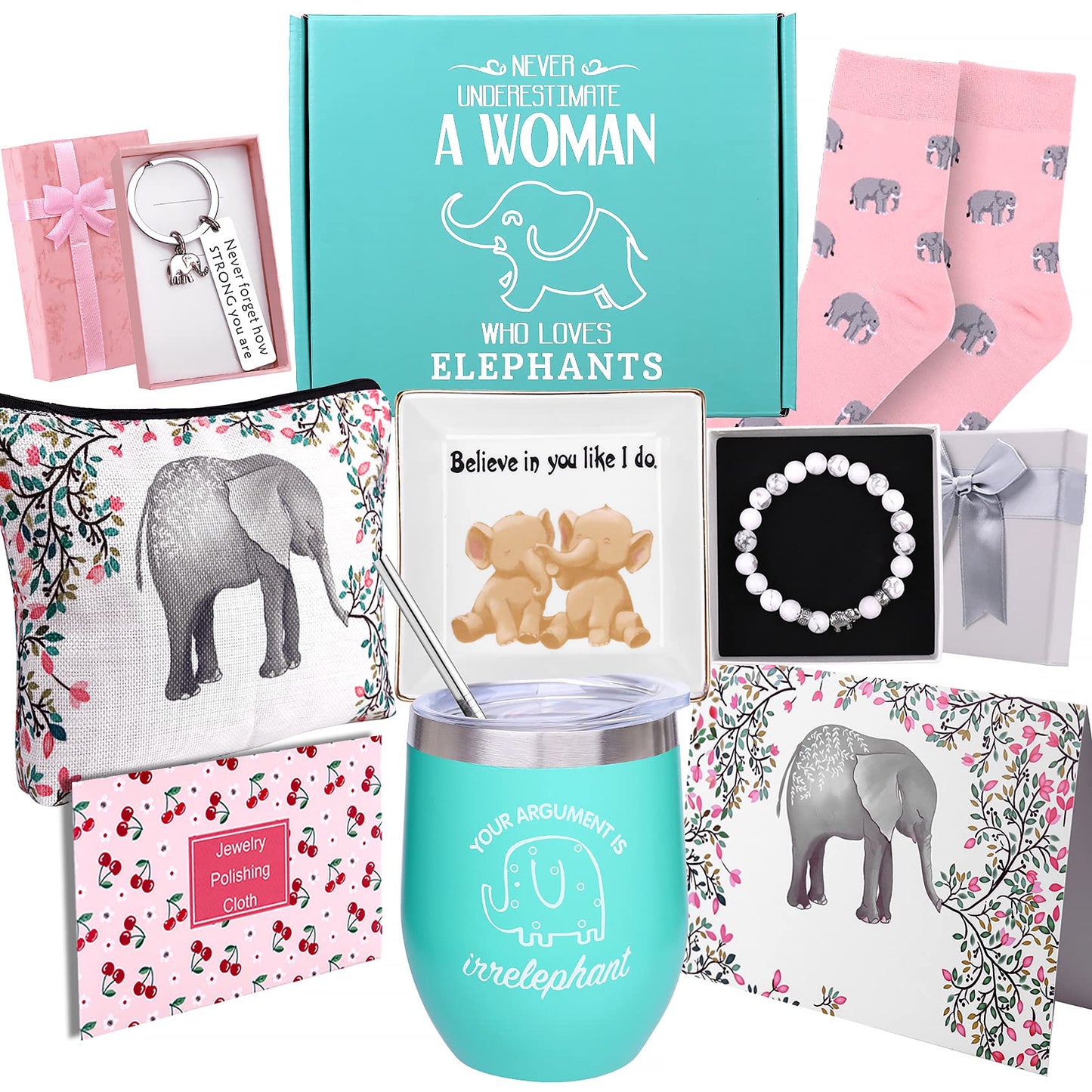 LIKEABLUE Elephant Gifts for Women, Birthday Gifts for Women Elephant, Elephant Lovers Gifts, Elephant Gift Ideas, Elephant Valentines Day Gifts, Elephant Mothers Day Gifts, Elephant Gift Box Set