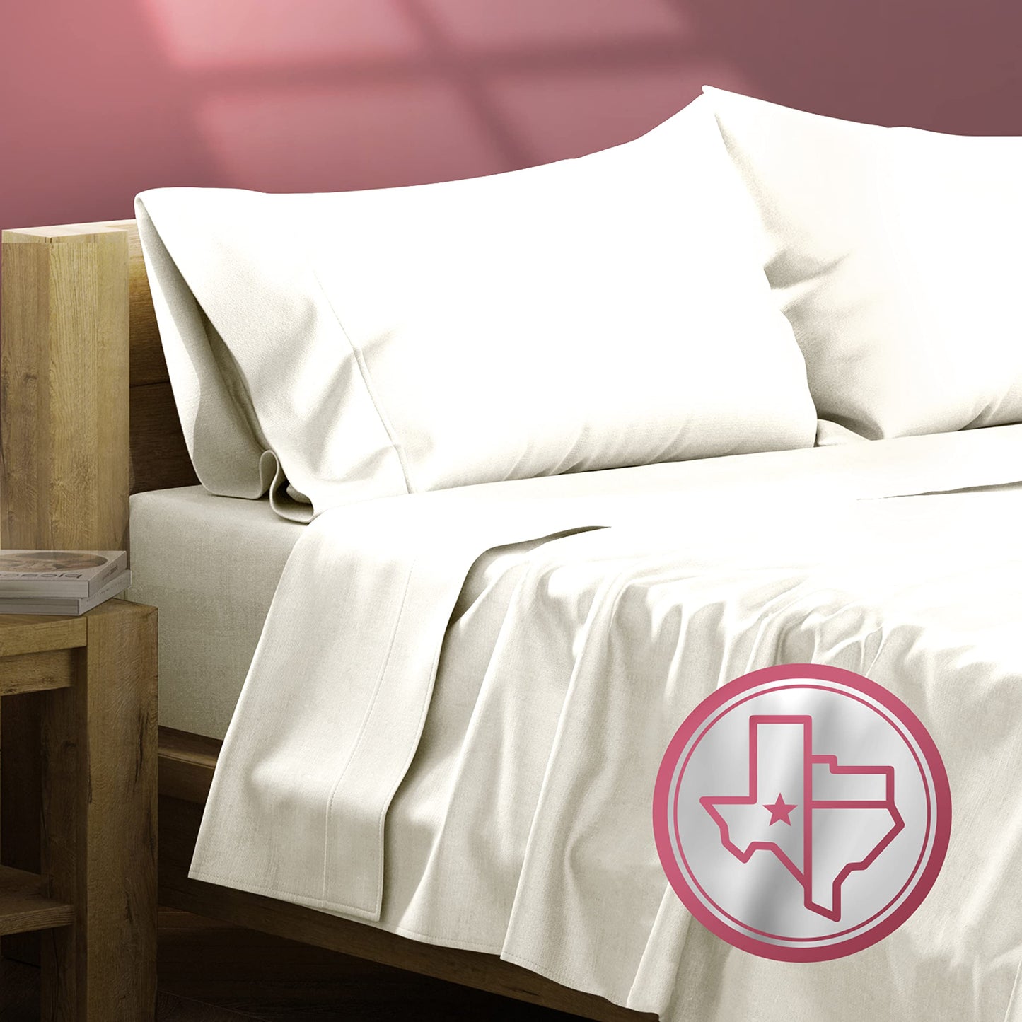 TEXAS LINEN CO. Egyptian Cotton California King Bed Sheets - 800 Thread Count 4 PC Ivory Bed Sheet for Calking Size Bed, Sateen Weave Deep Pocket Luxury Hotel Sheets, Extra Soft Cooling Bedding Sheets