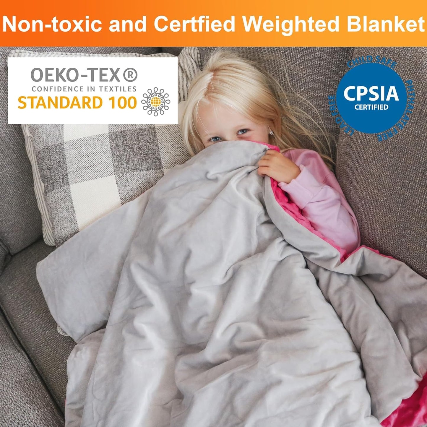 Super-Soft Kids Weighted Blanket 7 Pounds - Weighted Blanket for Kids - Easy to Clean, Washable Minky Cover - 41x60 Inches 7lbs Child - Small Heavy Blanket for Girls and Boys