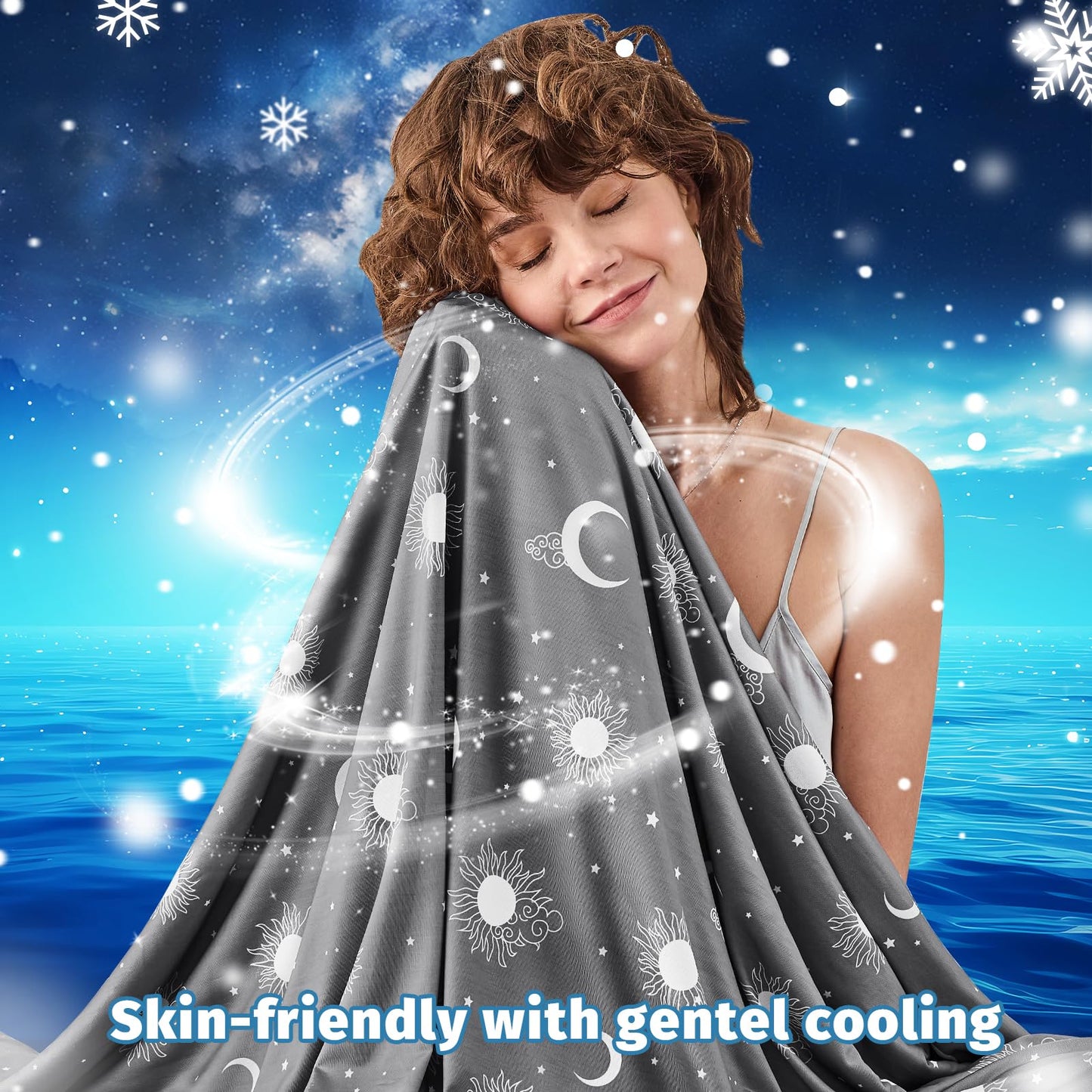 inhand Cooling Blanket Queen Size (90"x90") - Cooled Blankets for Hot Sleepers Lightweight Breathable Summer Blanket for Sleeping Night Sweats to Keep Cool in The Heat -Dark Grey-Sky