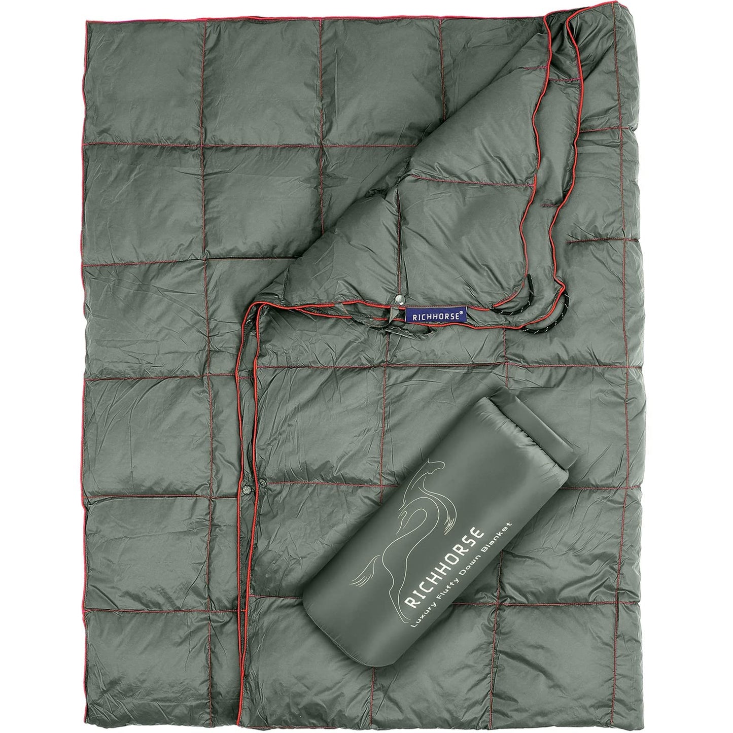 RICHHORSE Down Camping Blanket - Camp Blanket, Lightweight, Packable, Puffy, Wearable, Water Resistant, Backpacking Quilt for Outdoor Camping, Travel and Hiking