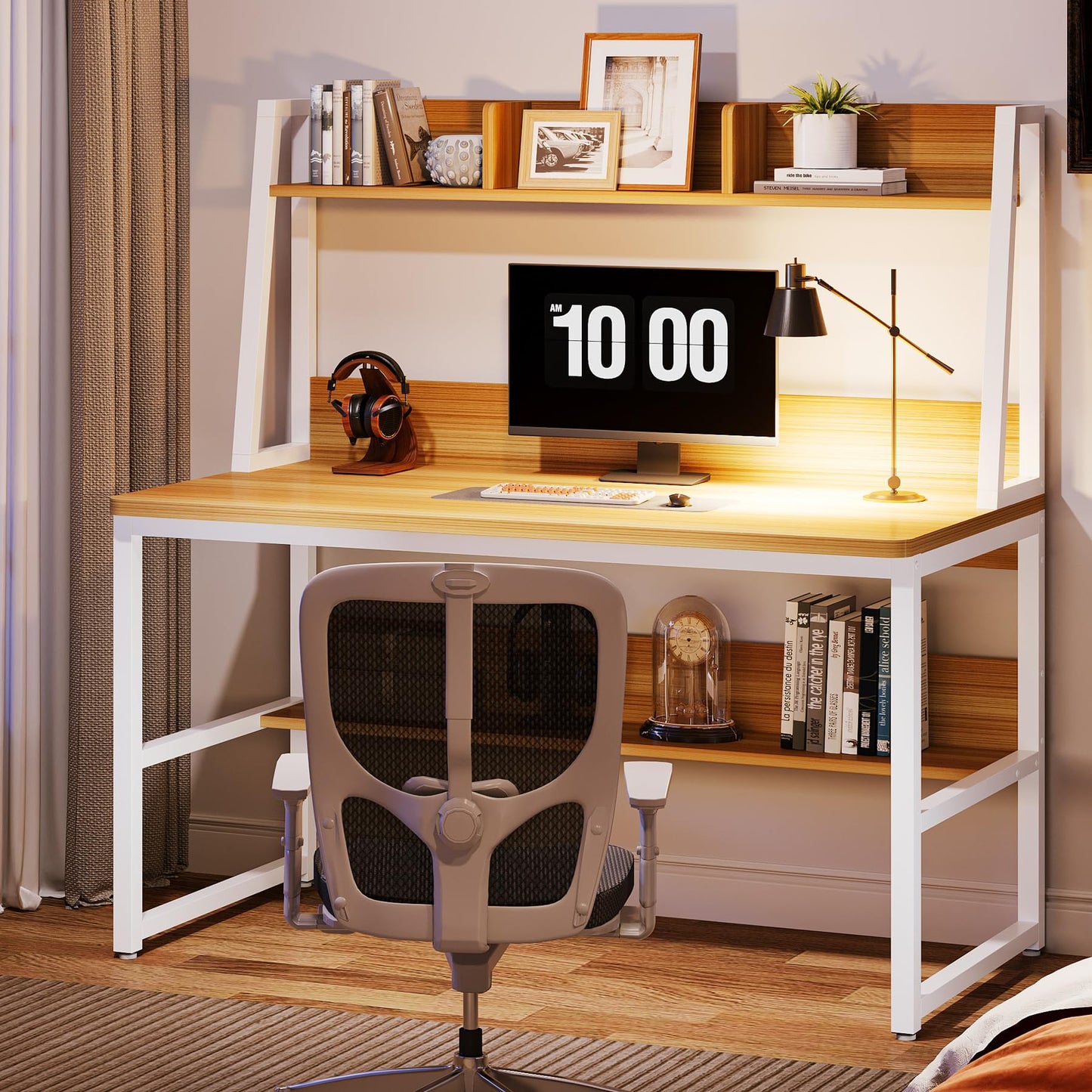 Tribesigns Computer Desk with Hutch, 47 inches Home Office Desk with Space Saving Design with Bookshelf for Small Spaces