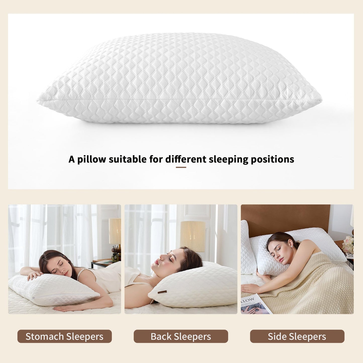 DAYLUCK Adjustable Bed Pillows Standard/Queen Size Set of 2 - Cooling Bed Pillows for Sleeping Shredded Memory Foam Pillows, Bedding for Side/Back/Stomach Sleepers (Washable Removable Cover)