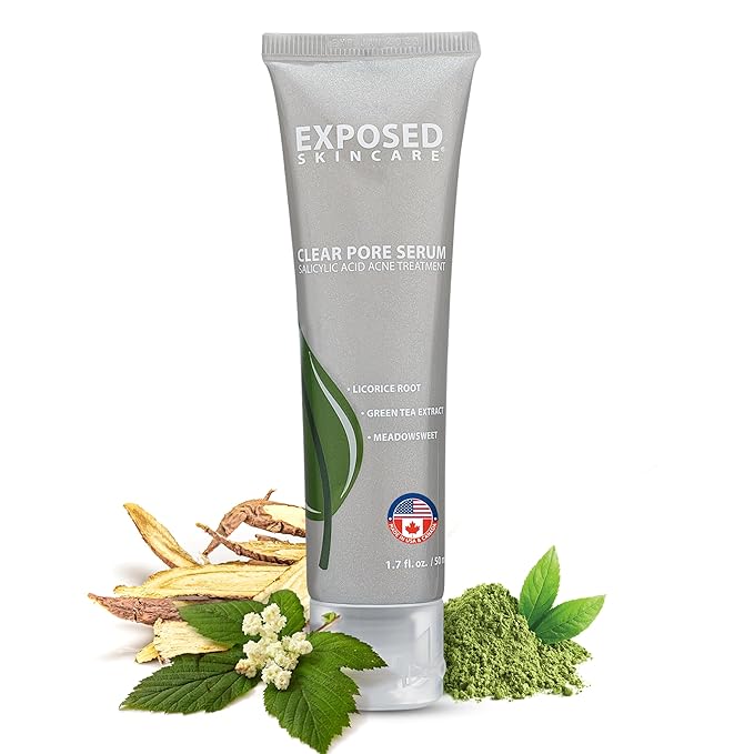 Exposed Skin Care, Clear Pore Serum with 1% Salicylic Acid for Sensitive and Oily Skin – Gently Clears Blackheads, Minimizes Pores and Reduces Excess Oil – Natural, Non-toxic and Cruelty Free