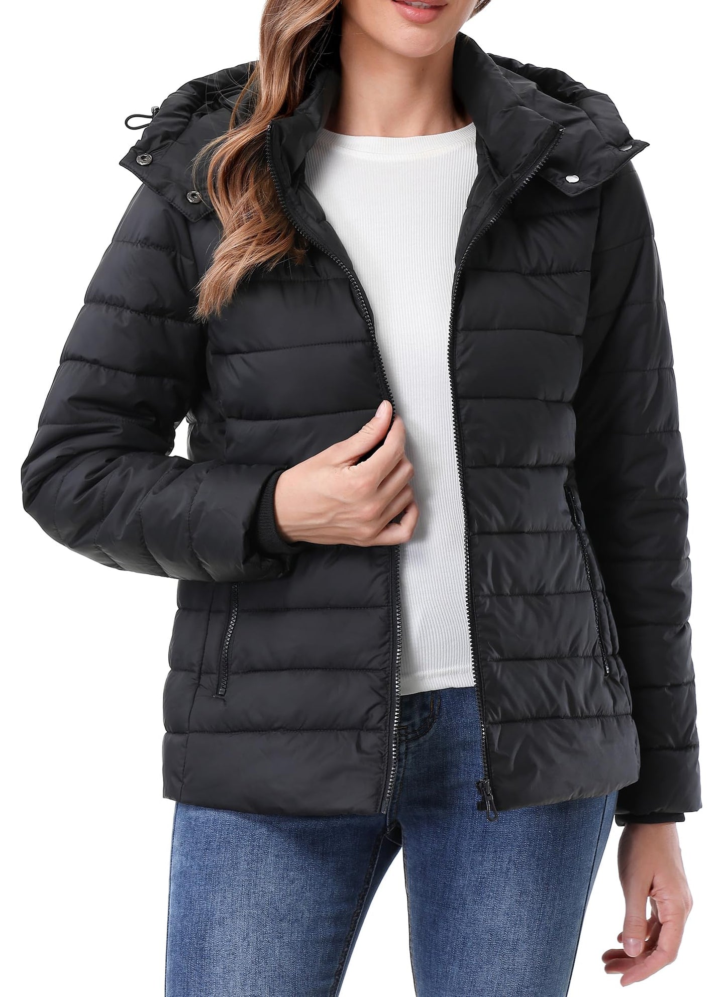 TDYPCI Women's Waterproof Puffer Jacket Quilted Warm Winter Coat Ultra Light Weight Short Down Jacket