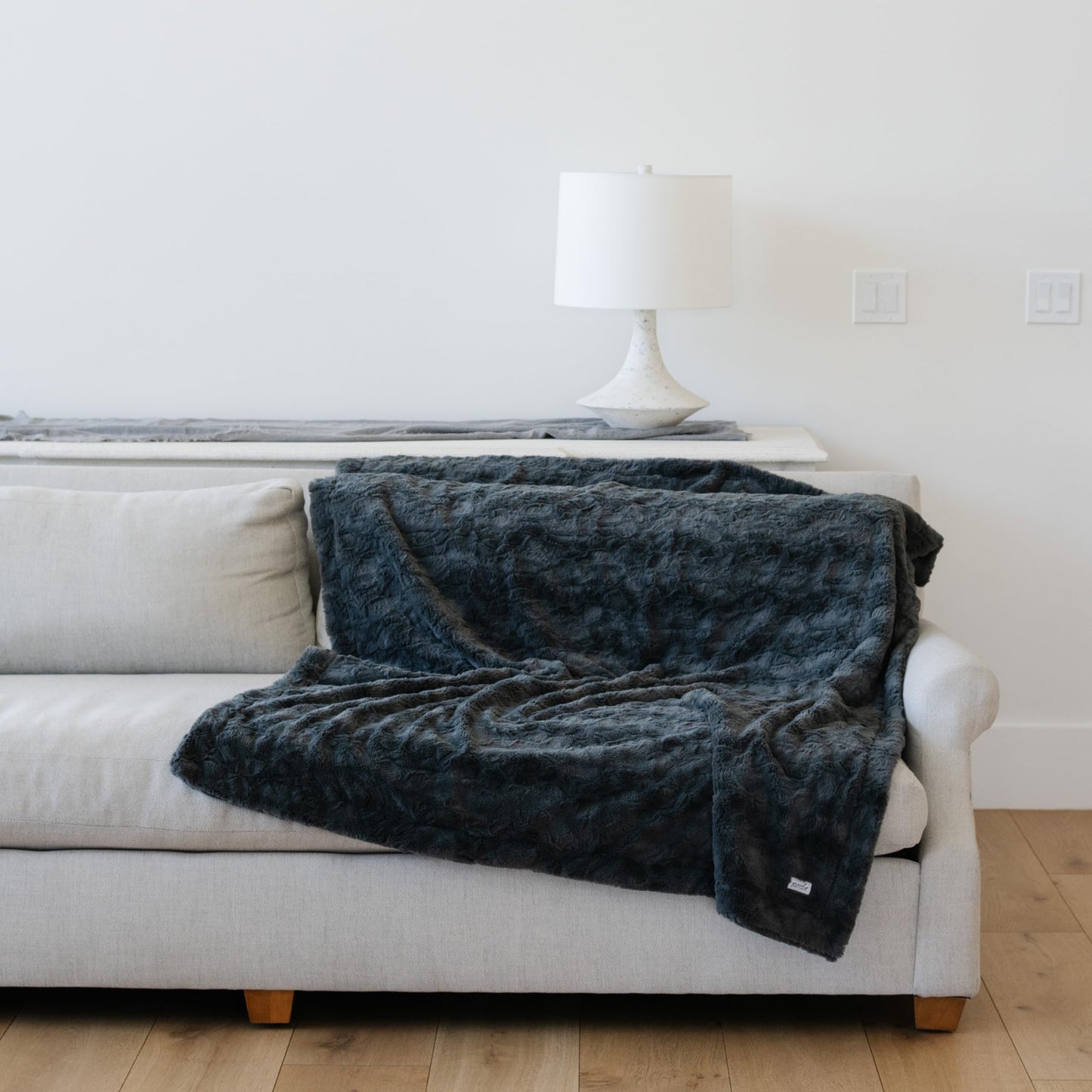 GRACED SOFT LUXURIES Charcoal Faux Fur Throw Blanket | Ultra Soft & Fluffy 50x60 inches | Cozy, Thick & Warm | Perfect for Bed or Couch | Kids & Adults