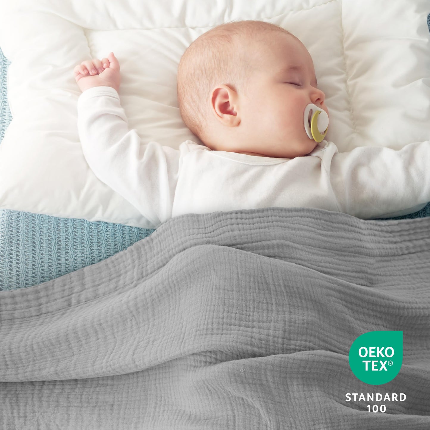 Bedsure 100% Cotton Muslin Blanket King Size for Bed - 4-Layer Breathable and Lightweight Thin Soft Summer Gauze Muslin Blanket for Adults, Grey, 108x90 Inches