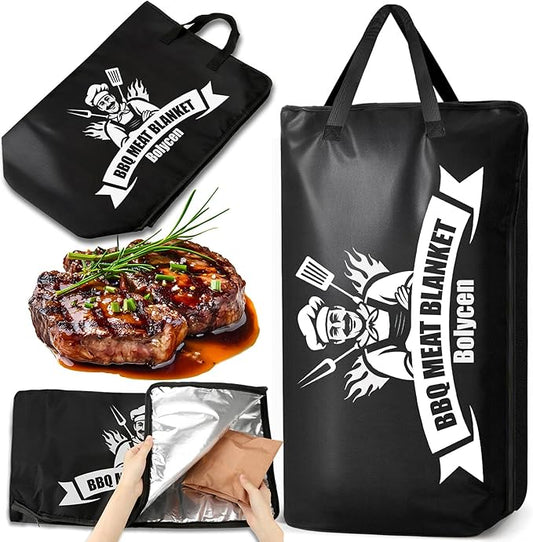 Upgraded BBQ Blanket for Resting Meat,Smoker Accessories Brisket Blanket, Insulated Meat Resting Bag with Wide Mouth for Steaks/Pork Shoulders/Turkeys, BBQ Accessories Grilling Gifts for Men (23inch)