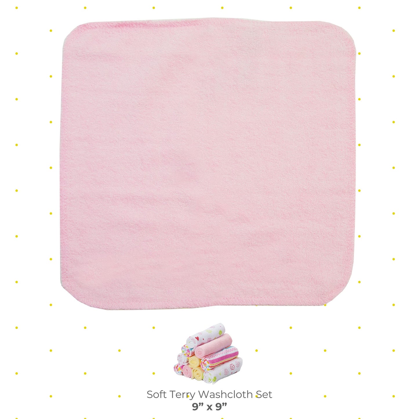Spasilk Washcloth Wipes Set for Newborn Boys & Girls, Soft Terry Washcloth Set, Pack of 20, Pink Lines, 20 Pack