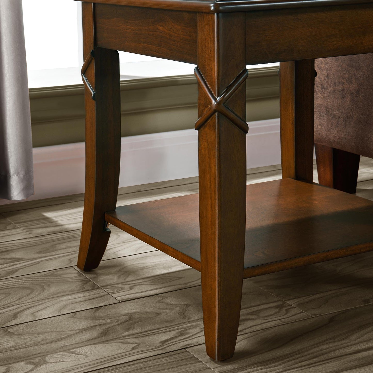 LEEMTORIG Cherry Solid Wood End Tables Living Room with Curved Legs, Mid Century Queen Anne Style Accent Side Tables Bedside Table with Storage Shelf, 19.7"W x 17.7"D x 19.7"H, Cherry Walnut CJZ-DR200