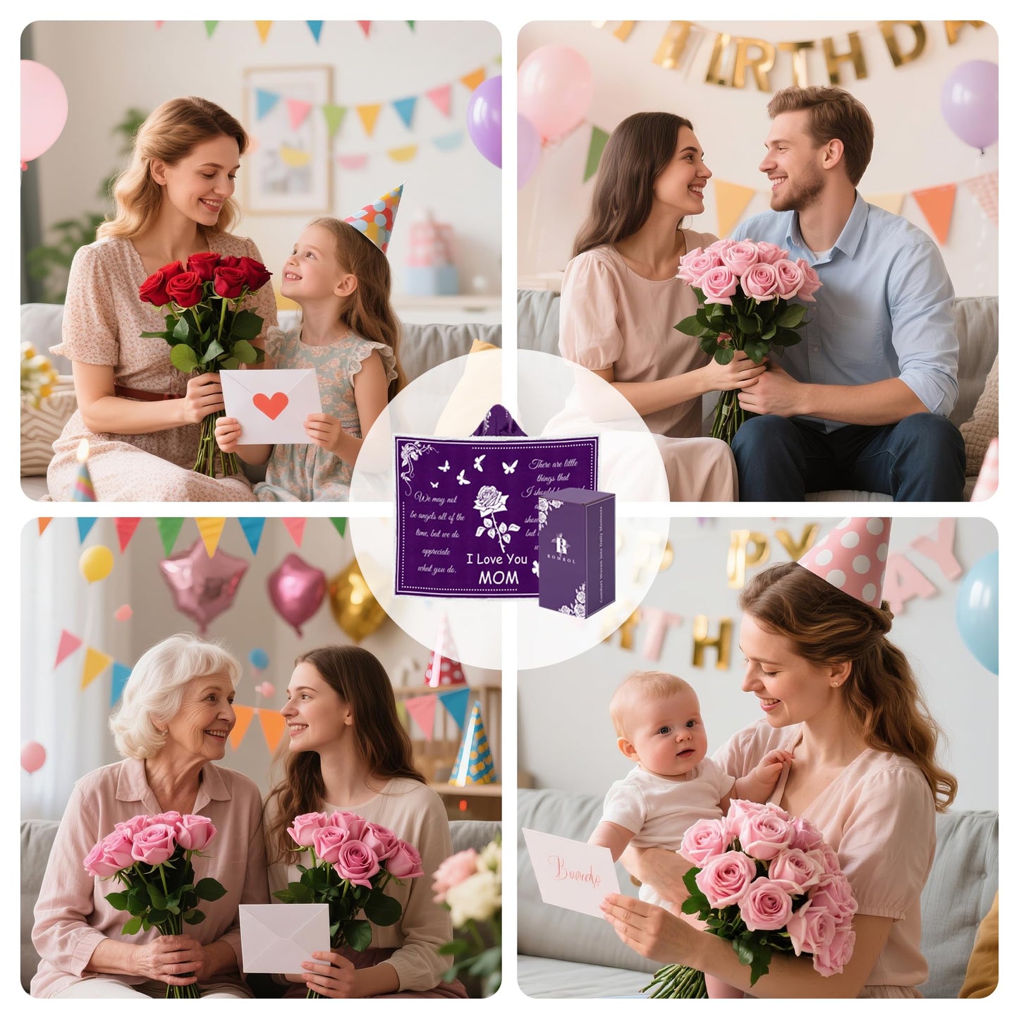 Mothers Day Gifts for Mom, Wearable Hoodie Blanket for-Mothers, Mom blanket Gifts from Daughter, Son, Husband, Sherpa Fleece Mother Blankets, Soft Birthday, Wife, Mama, purple