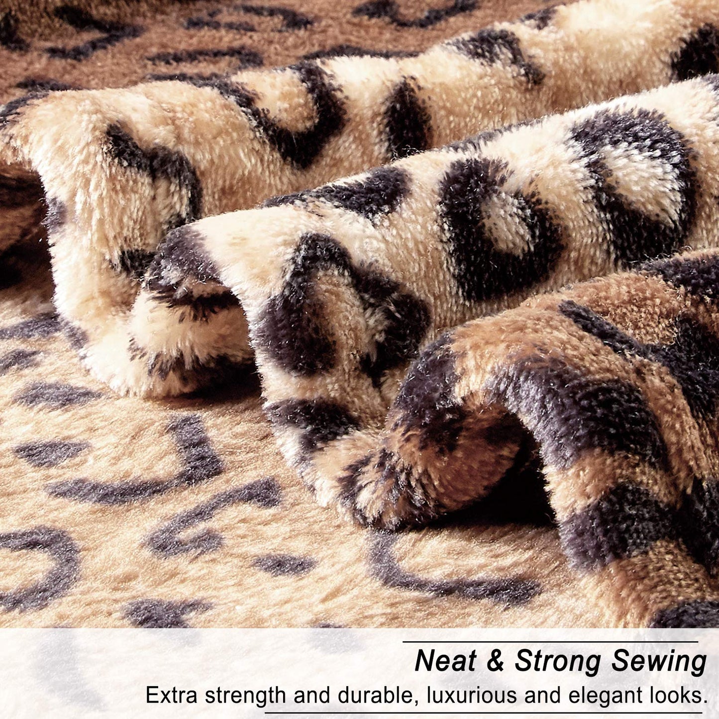 Viviland Flannel Fleece Blanket Queen Size 90x90 inches, Lightweight, Super Soft Cozy Warm Blanket, Leopard Print