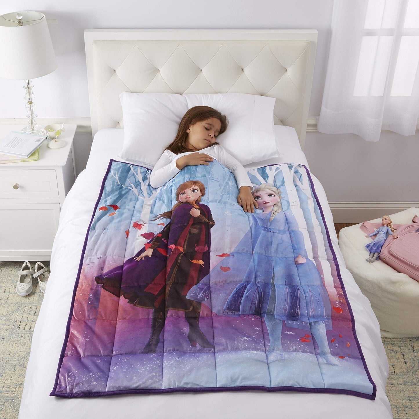 Disney Frozen 2" Walking to Winter 4.5lbs Weighted Plush Blanket Featuring: Elsa & Anna