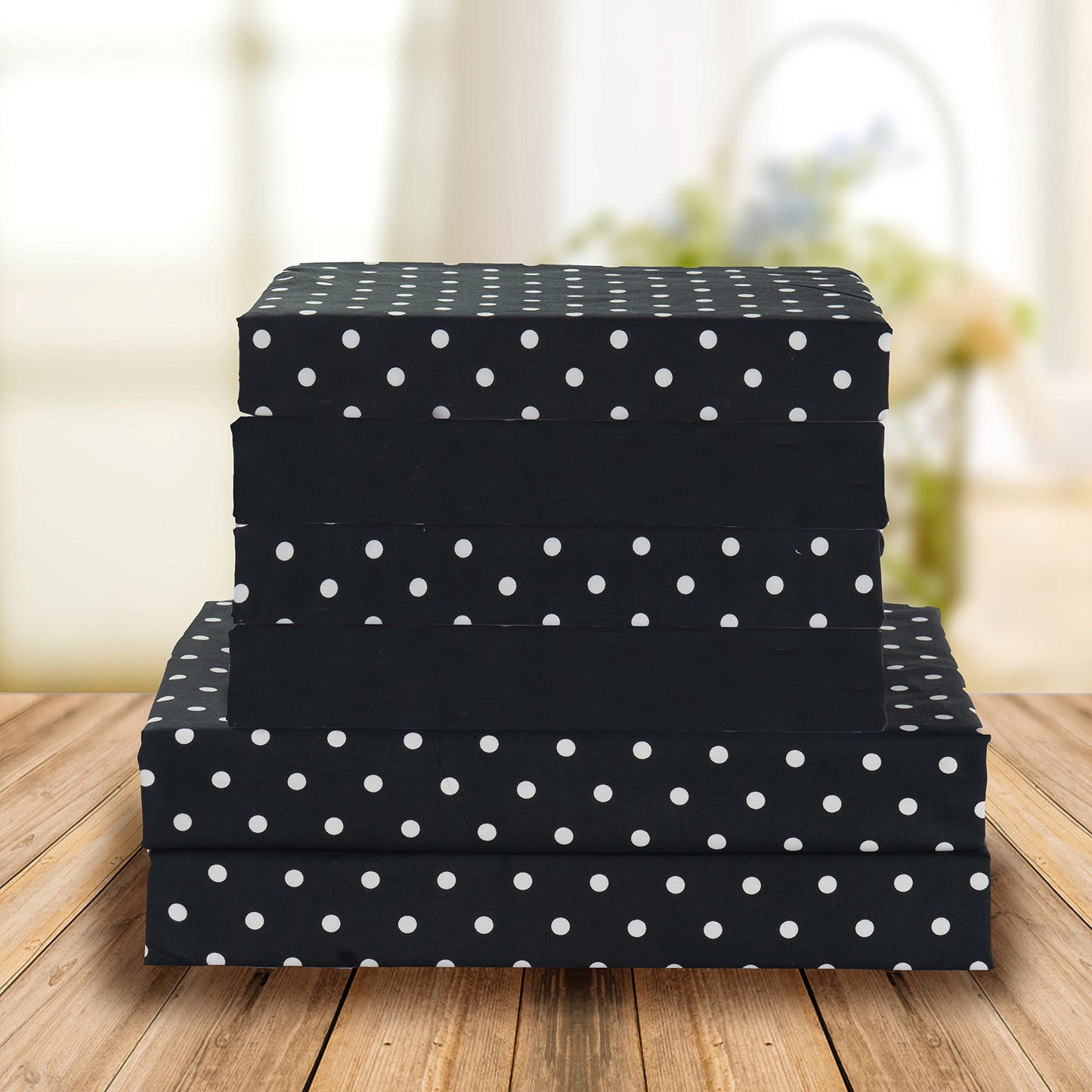 Elegant Comfort Luxury Soft Bed Sheets Polkadot Pattern - 1500 Premium Hotel Quality Microfiber Softness Wrinkle and Fade Resistant (6-Piece) Bedding Set, King, Black