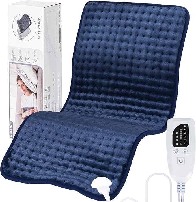 Heating Pad for Back Pain Relief, 6 Levels Small Heating Pads for Period Cramps, Portable Back Heating Pad for Neck and Shoulders, XL Heated Pad, Christmas Gifts for Women, 12 x 24 Blue