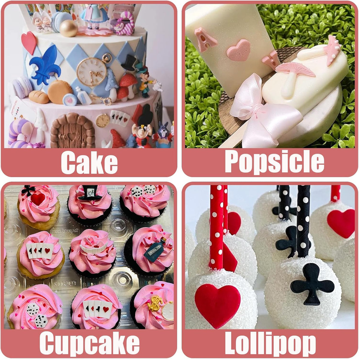 Poker Silicone Molds 3 Pcs, 3D Casino Themed Chocolate Molds Alice Wonderland Hat Fondant Mold for Cake Decoration Candy Cupcake Topper Cake Pop Popsicle Birthday Party Polymer Clay Crafts