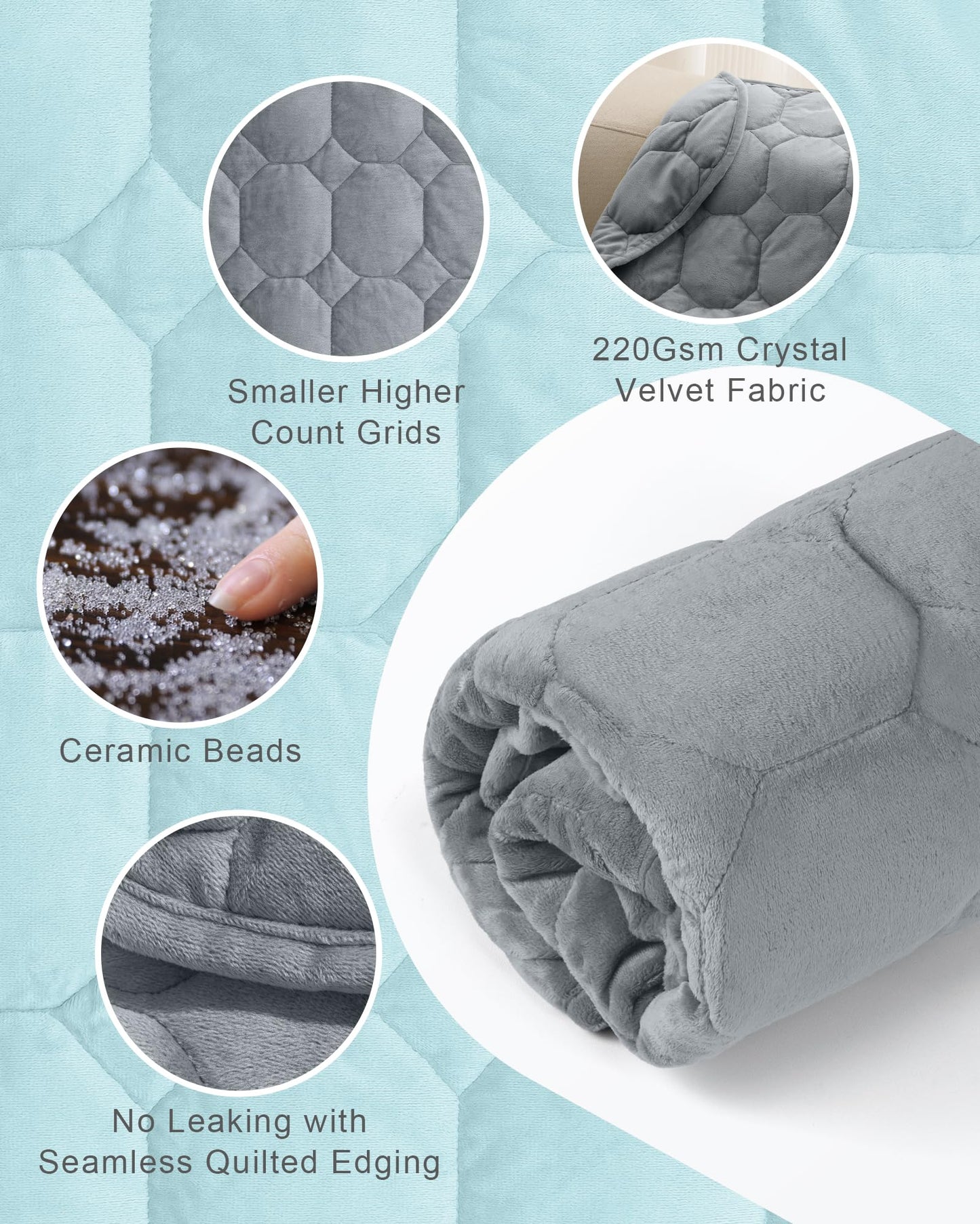 Cottonblue Weighted Lap Blanket 7lbs, Cozy Luxury Crystal Velvet Weighted Blanket for Adults, Small Weighted Blanket for Relaxation, Sleeping, Travel, Grey, 29" x 24"