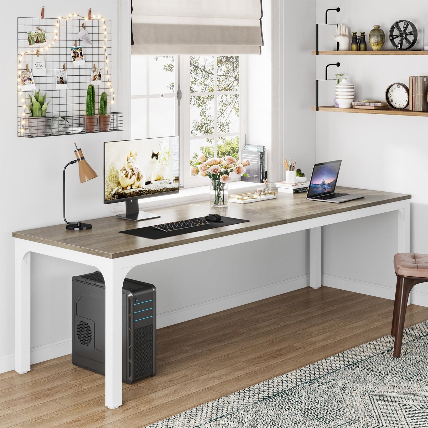 Tribesigns 78.7 Inches Extra Long Computer Desk 2 Person Desk, Double Long Desk, Workstaion for Home Office