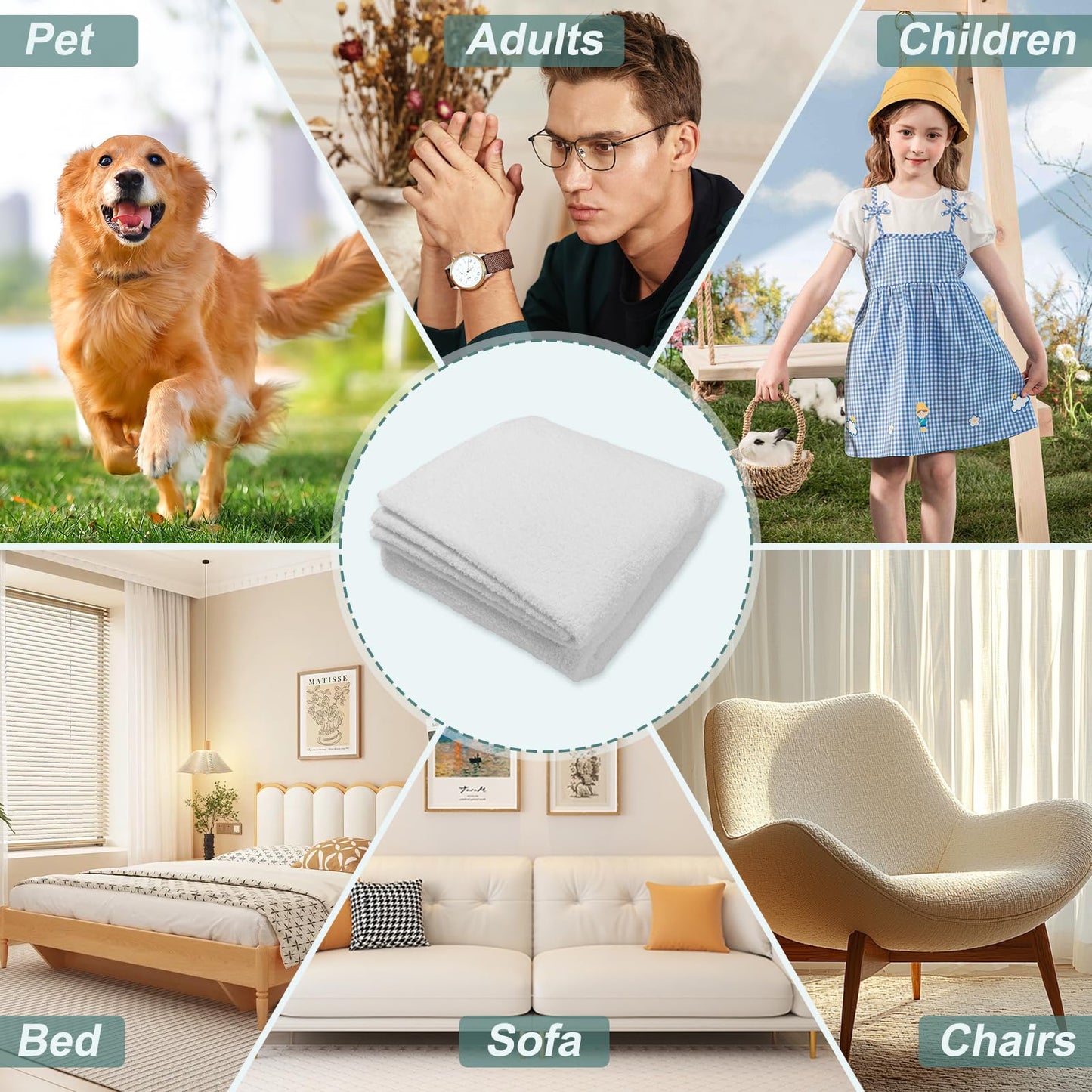 MAOOHON Grounding Blanket Queen, Earth Connected Bedding Throw, Grounding Sheet for Improved Sleep, Includes Silver Fiber 60x80 Inch, White