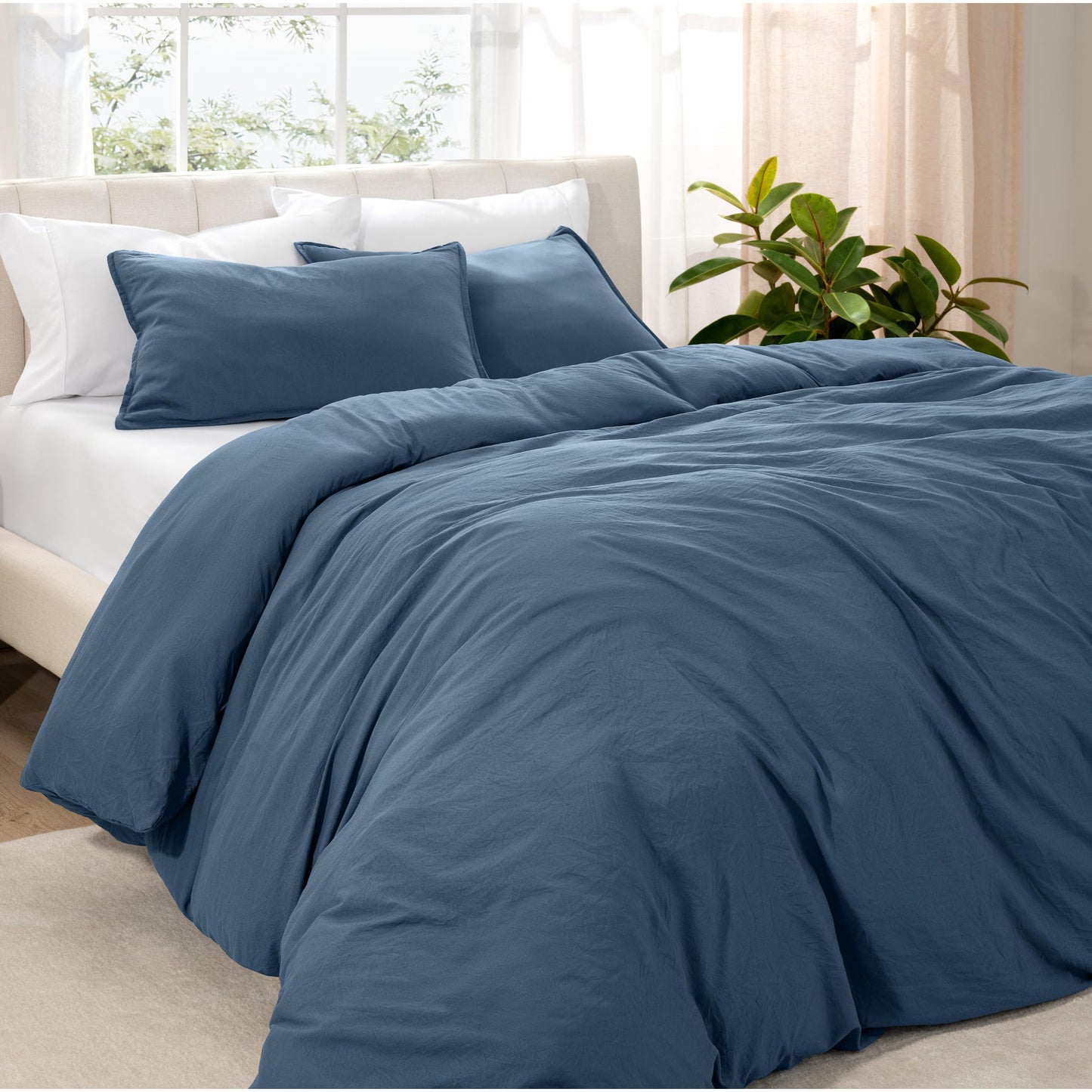 Bare Home Ultra Soft Washed Microfiber Duvet Cover with 2 Pillow Shams, Linen-Like Look, Easy Care, Hypoallergenic, Our Softest Duvet Cover Set (King/Cal King, Bering Sea)