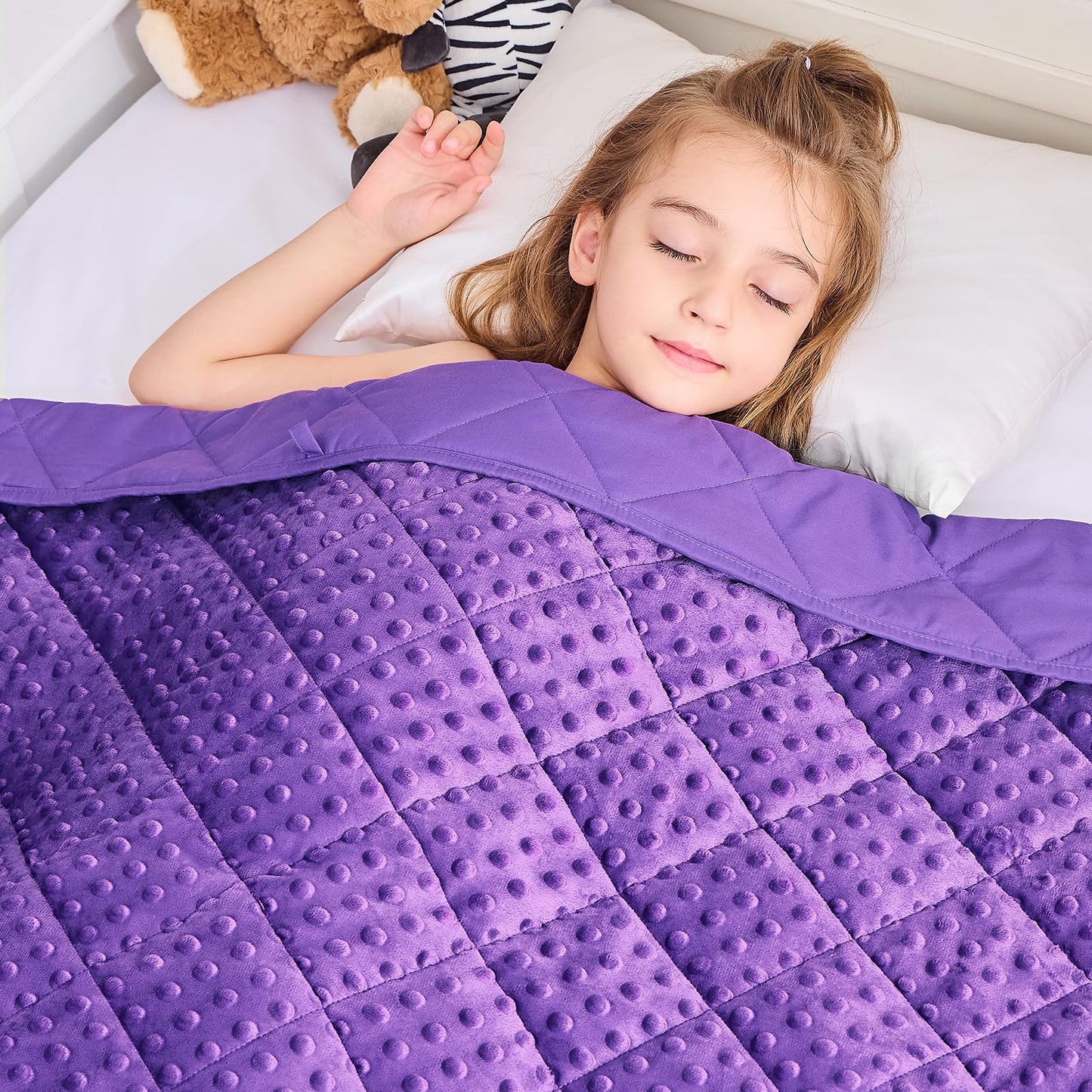 Weighted Blankets Kid 5 Pounds Girls Fleece Weighted Throw Blanket Washable Heavy Blanket Microfiber Children Winter Weighted Comforter Blanket for 5+Years, 36 * 48in, Purple