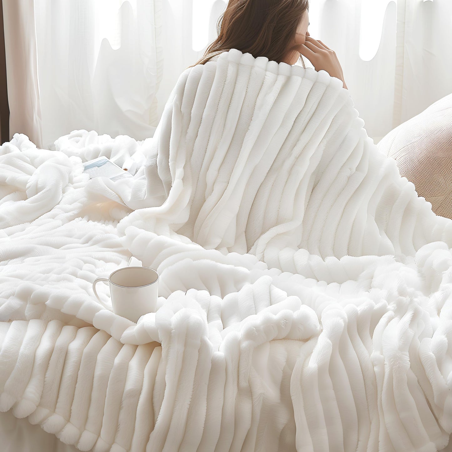 Bedsure King Size Blanket for Bed - GentleSoft Cozy Soft Blankets for Women, Cute Large Bedding Fleece Throws for Girls, Off White, 108x90 Inches