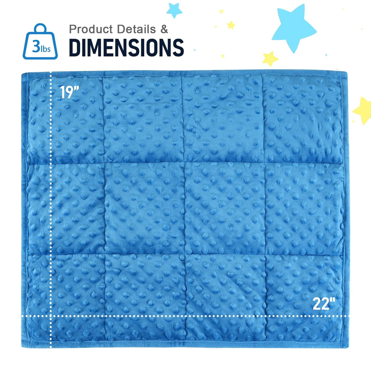 Wemore Minky Dot Weighted Blanket 3 lbs, Soft Cozy Weighted Lap Blanket for Travel and Napping, Small Weighted Blanket Slate Blue 19 x 22 inches