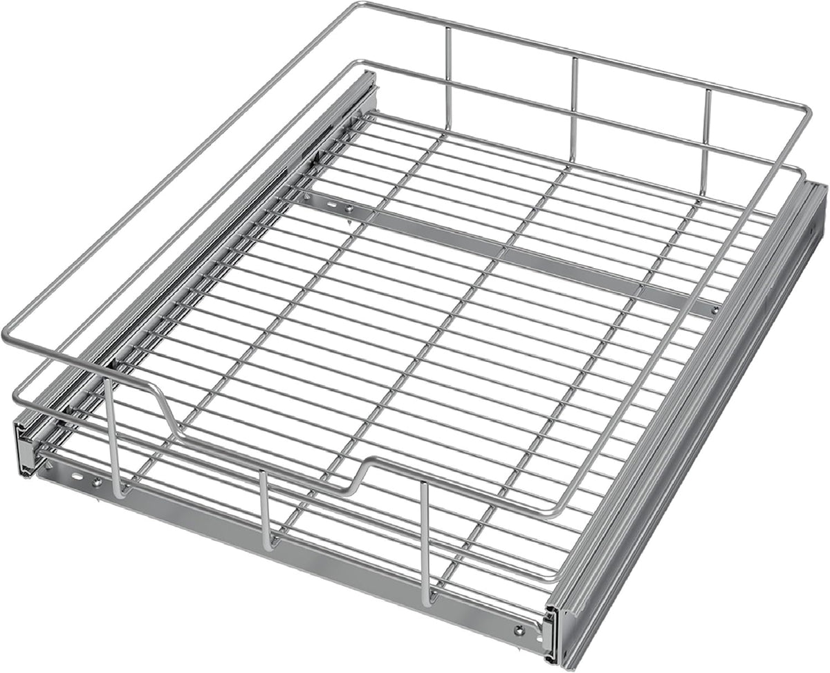 Pull Out Cabinet Organizer 17" W X 22" D, Slide Out Drawers For Kitchen Organizers and Storage, Pull Out Drawers For Cabinets Capacity Heavy Duty Caddy, Cabinet Shelves Chrome-Plated, Bathroom Pantry