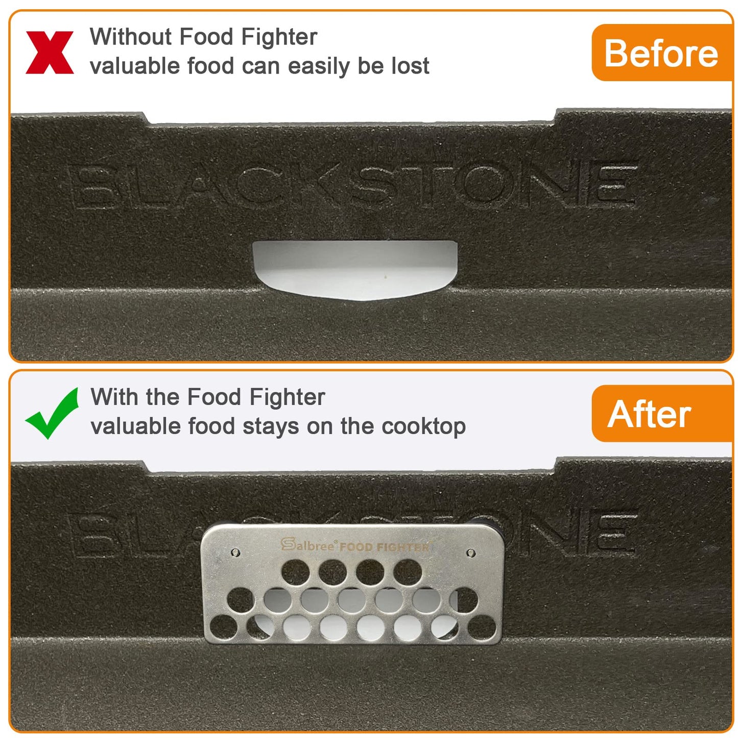 Salbree Food Fighter Mesh Screen Grease Gate Blocks Foods from Falling into Rear Grease Trap Cup Tray & Compatible with All Blackstone Griddle Goalie Accessories, Universal Fit All Black Stone Grills