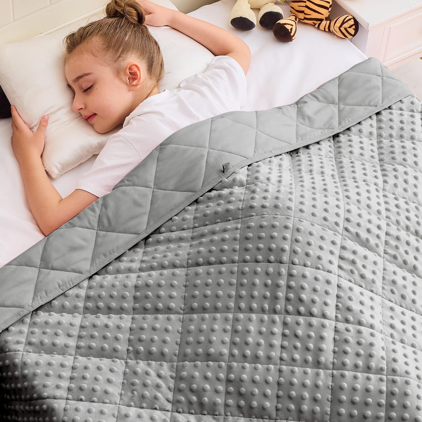 yescool Weighted Blanket Kids 7 lb Grey Cooling Weighted Throw Blanket Minky Plush Heavy Blankets Microfiber Small Blankets Fleece Warm Weighted Comforter, 40 * 60in