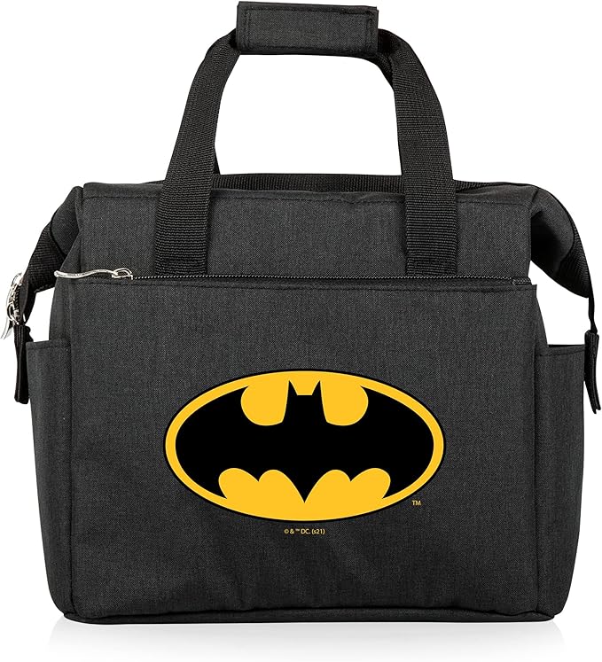 PICNIC TIME DC Comics Batman Bat-Signal On The Go Lunch Bag, Soft Cooler Lunch Box, Insulated Lunch Bag, (Black)