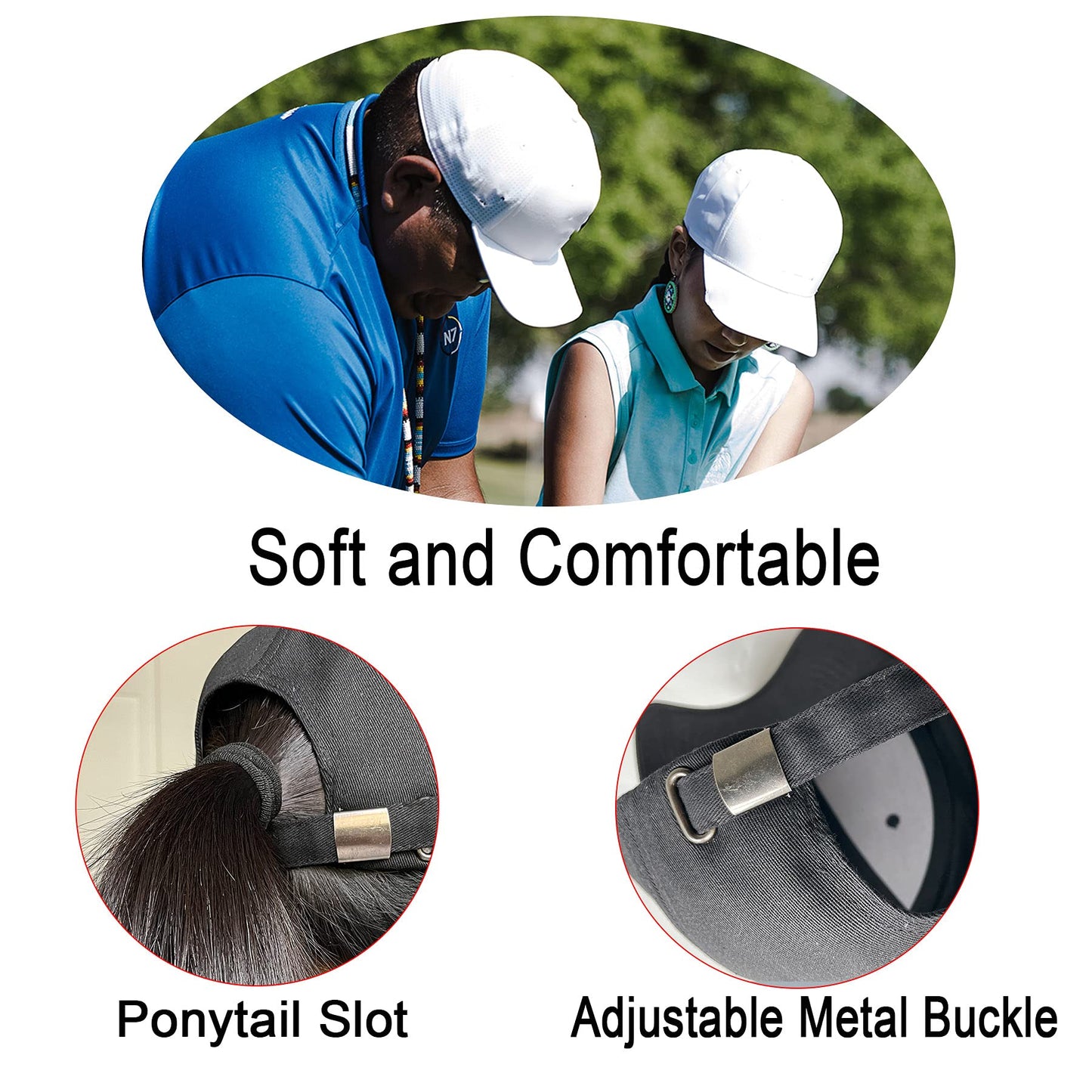 PFFY 2 Packs Baseball Cap Golf Dad Hat for Men and Women Hat Black +Khaki