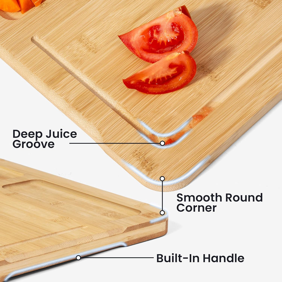 Heimlove Extra Large Cutting Board, 18" Wooden Cutting Boards for Kitchen Charcuterie Boards with Juice Groove and Handles, Chopping Board for Meat, Vegetables and Cheese
