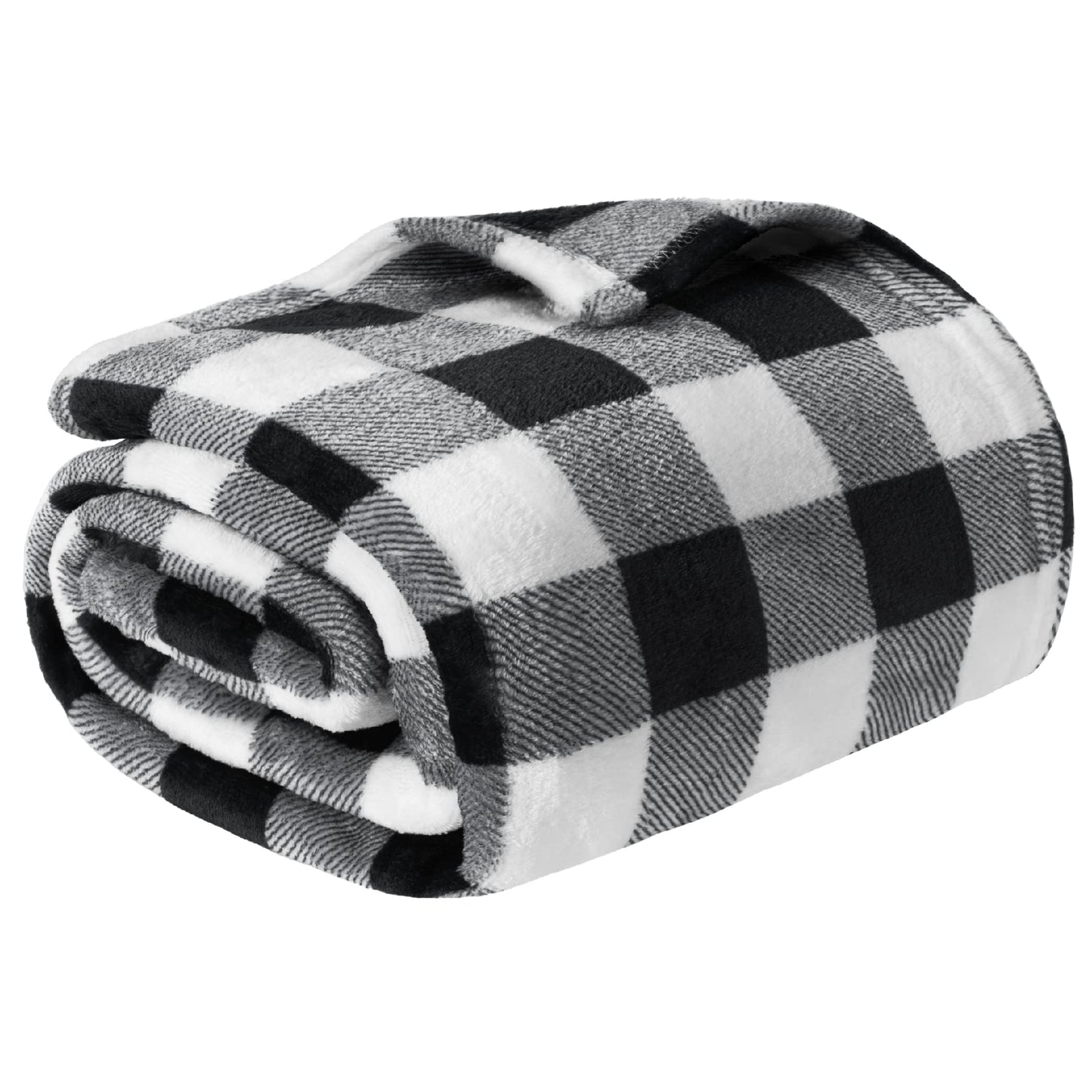 PAVILIA Black and White Buffalo Plaid Fleece Throw Blanket for Couch, Soft Checkered Flannel Blanket for Sofa, Plaid Christmas Couch Throw Bed, Warm Cozy Decorative Blanket Fall Decor Gift, 50x60