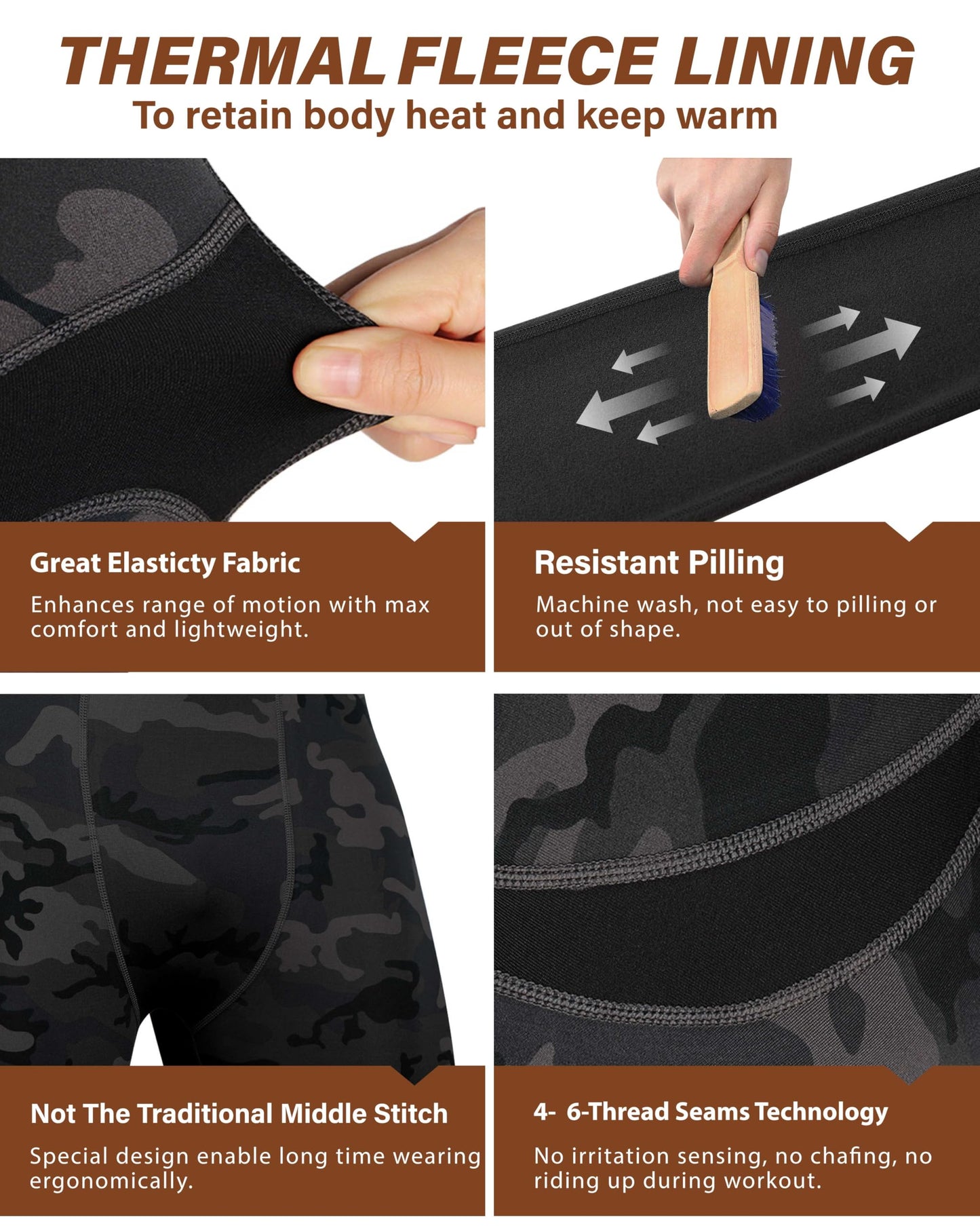 Muezna Men's Thermal Top and Bottom Set Underwear Long Johns Base Layer with Soft Fleece Lined Camouflage