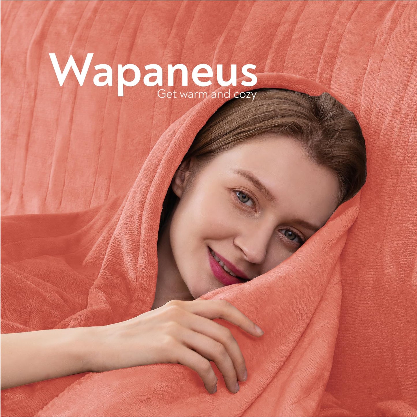 Wapaneus Foot Pocket Heated Blanket Electric Throw with 10 Heating Levels and 4 Timer Settings 4 Hours Auto Shut Off, Flannel Fast-Heating Heated Throw 50" x 60", Machine Washable, Pink
