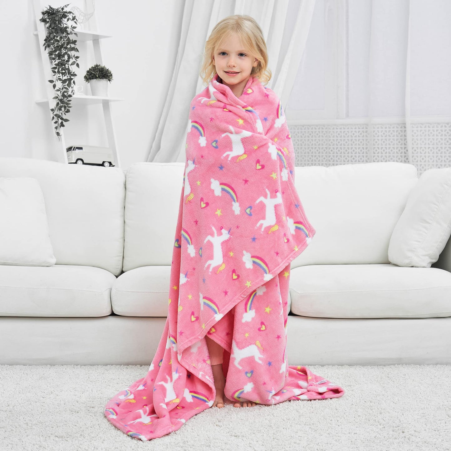 Softan Unicorn Blanket for Girls, Kids Throw Blanket for Boys and Girls Soft Cozy Flannel, Cute Pink Unicorn Blanket for Sofa Couch Bed, Christmas Birthday Gift for Kids Toddler, 50x60 Inches