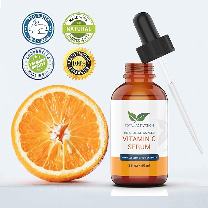 Vitamin C Serum for Face with Aloe Vera & Vitamin E, Anti-Aging, Hydrating Serum Smooth, Glowing Skin & Fine Line Treatment, Fast-Absorbing, 2oz
