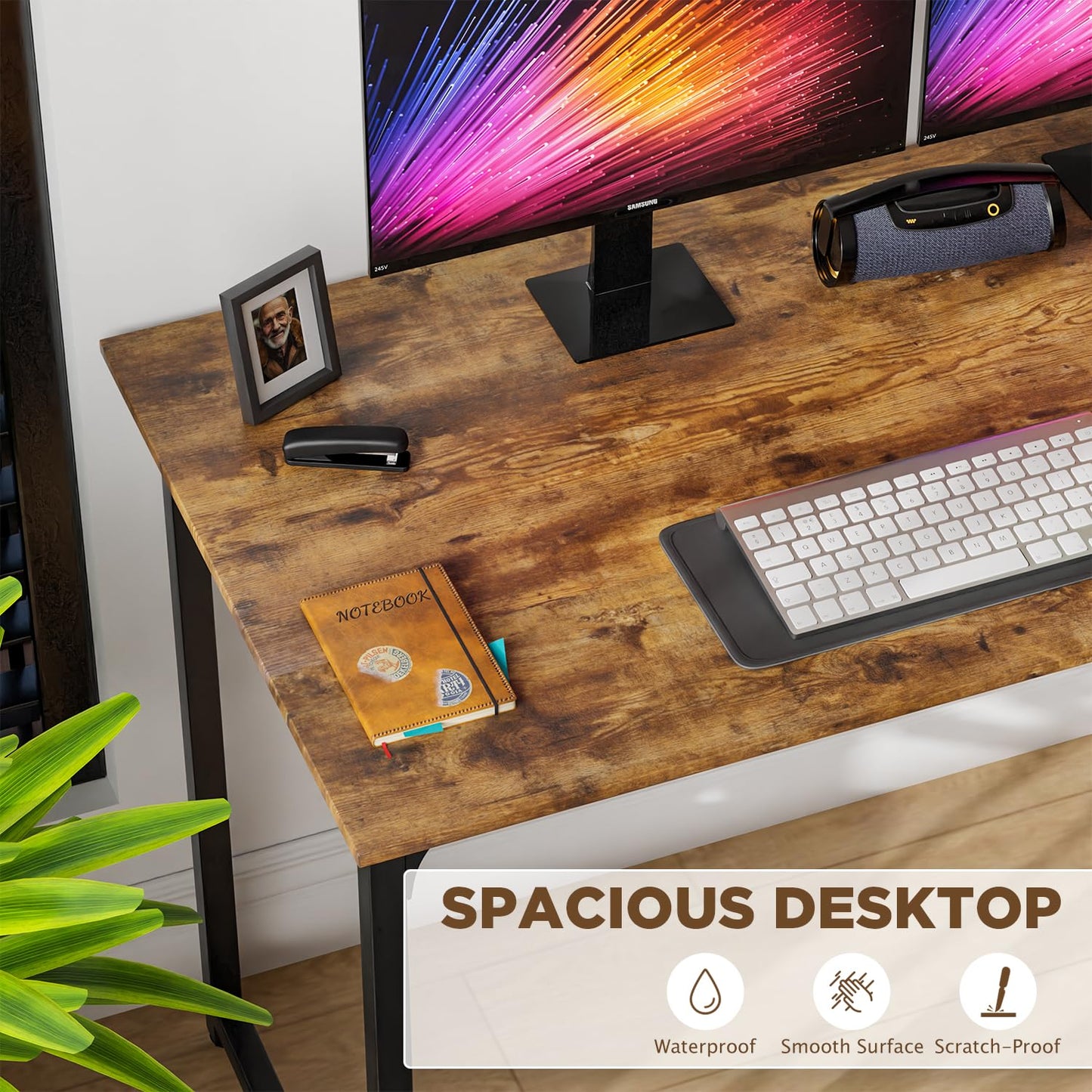 PayLessHere 32/39/47 inch Computer Desk Study Writing Table, Adjustable feet, Modern Furniture for Home Office (1, Brown, 47 inch)