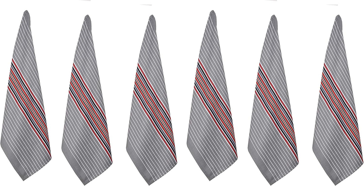 Urban Villa Kitchen Towels Waffle Stripes Dish Towels for Kitchen Grey Color Set of 6 Kitchen Towels Highly Absorbent Cotton Over Sized 20X30 in with Mitered Corners Kitchen Hand Tea Towels