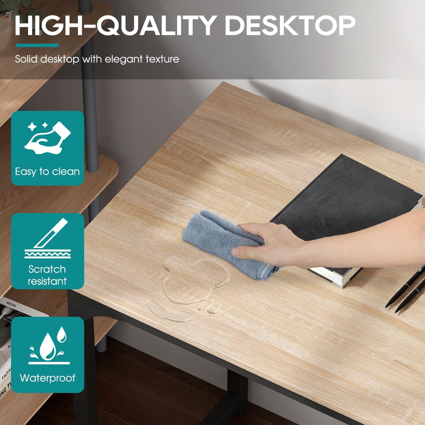 BestOffice Computer Desk,Home Office Desk, Modern Simple Style for Home Office Study Writing (Nature, 47 inch)