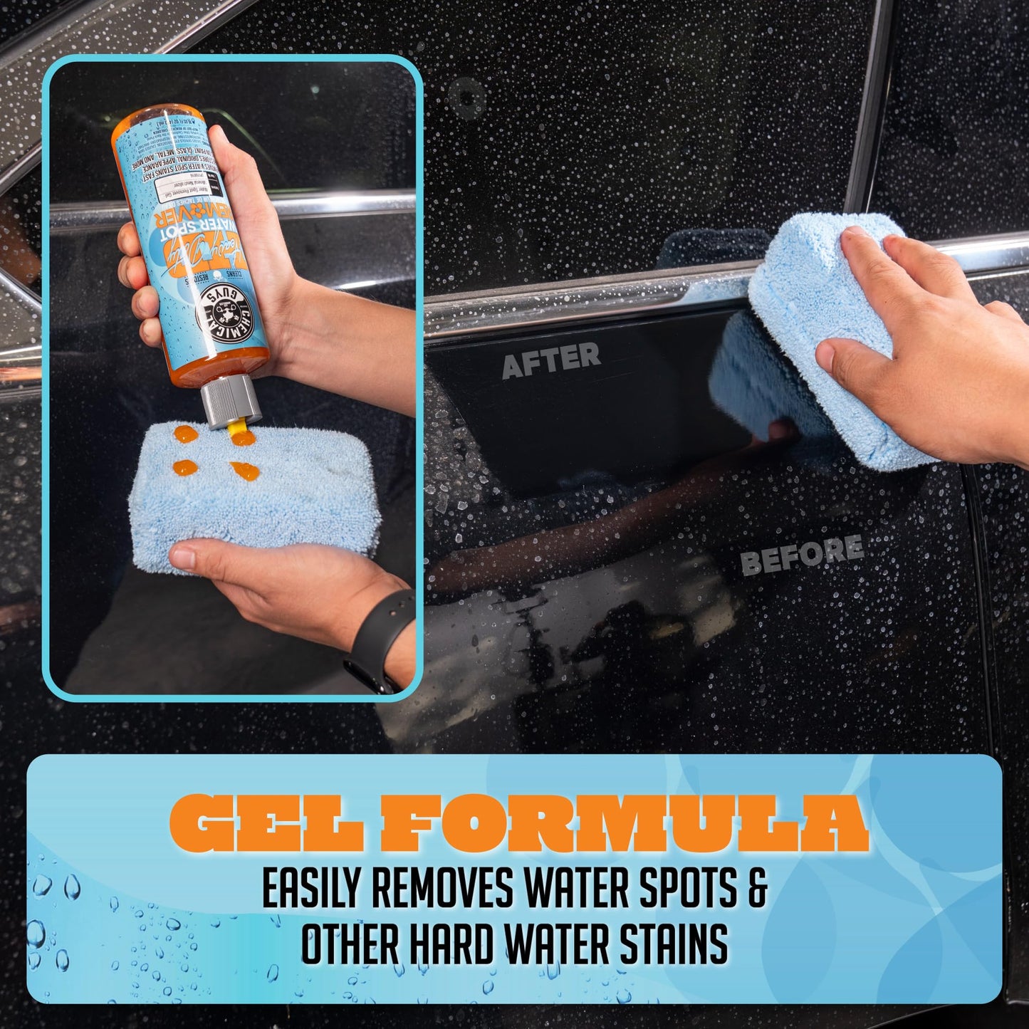 Chemical Guys Heavy Duty Water Spot Remover - Stain Removing Gel for Paint, Glass & Metal - Safe for Cars, Trucks, Motorcycles & More, 16 fl oz