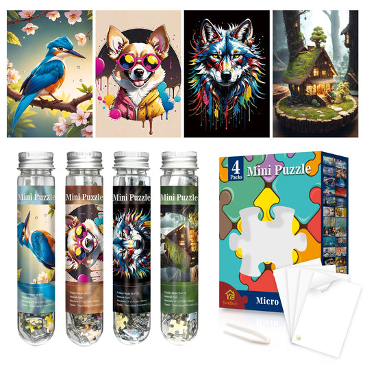 Mini Jigsaw Puzzles for Adults 150 Pieces (4 Packs) Small Jigsaw Puzzle Challenging Micro Puzzle Difficult Tiny Puzzle Home Decor Entertainment 6x4in