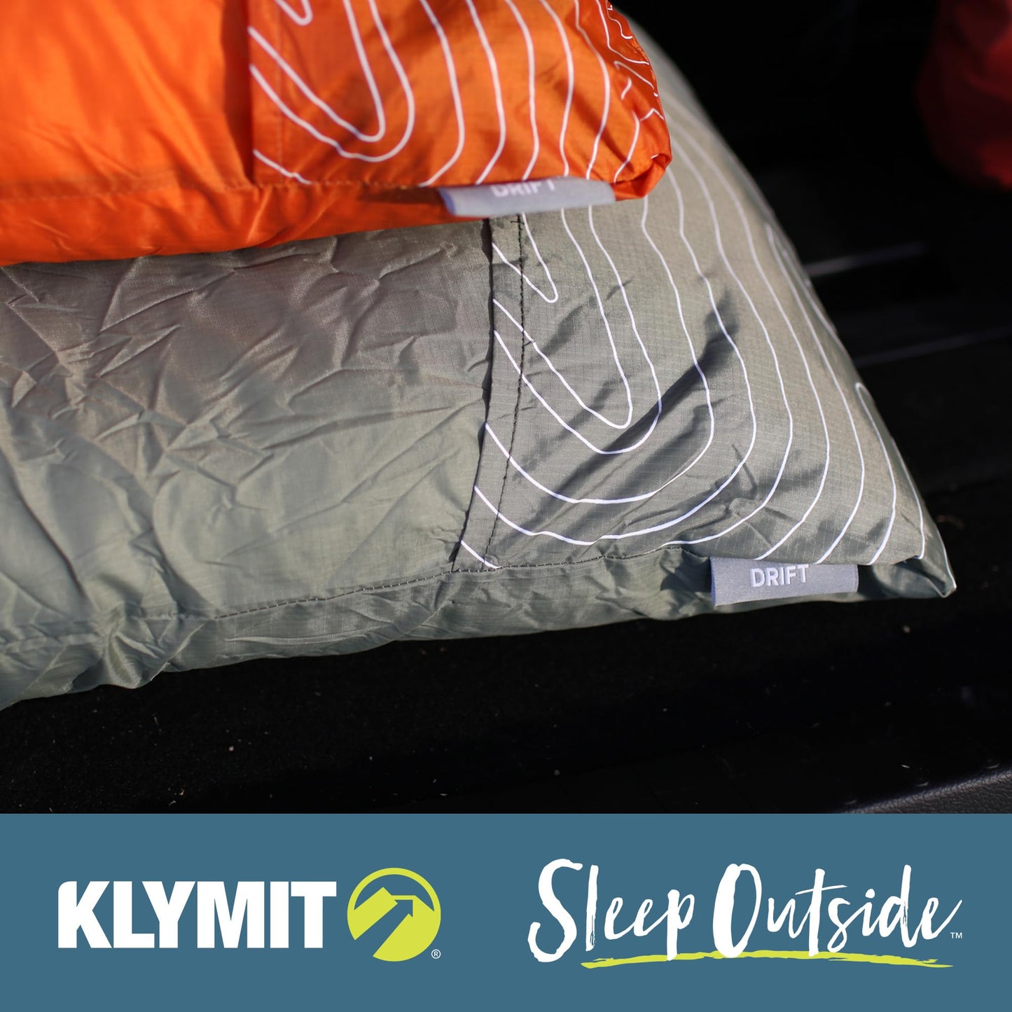 Klymit Drift Camping Pillow, Shredded Memory Foam Travel Pillow with Reversible Cover for Outdoor Use, Green, Large