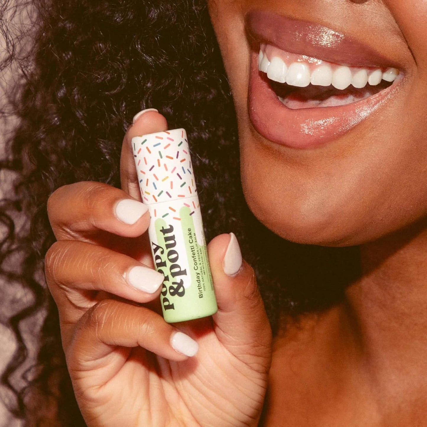 Poppy & Pout Birthday Cake Jumbo Lip Balm | All Natural Lip Balms & Moisturizers | Hydrates with Beeswax, Vitamin E, Organic Coconut Oil | Cruelty-Free | Lip Balm in Recyclable Cardboard Tube (Green)