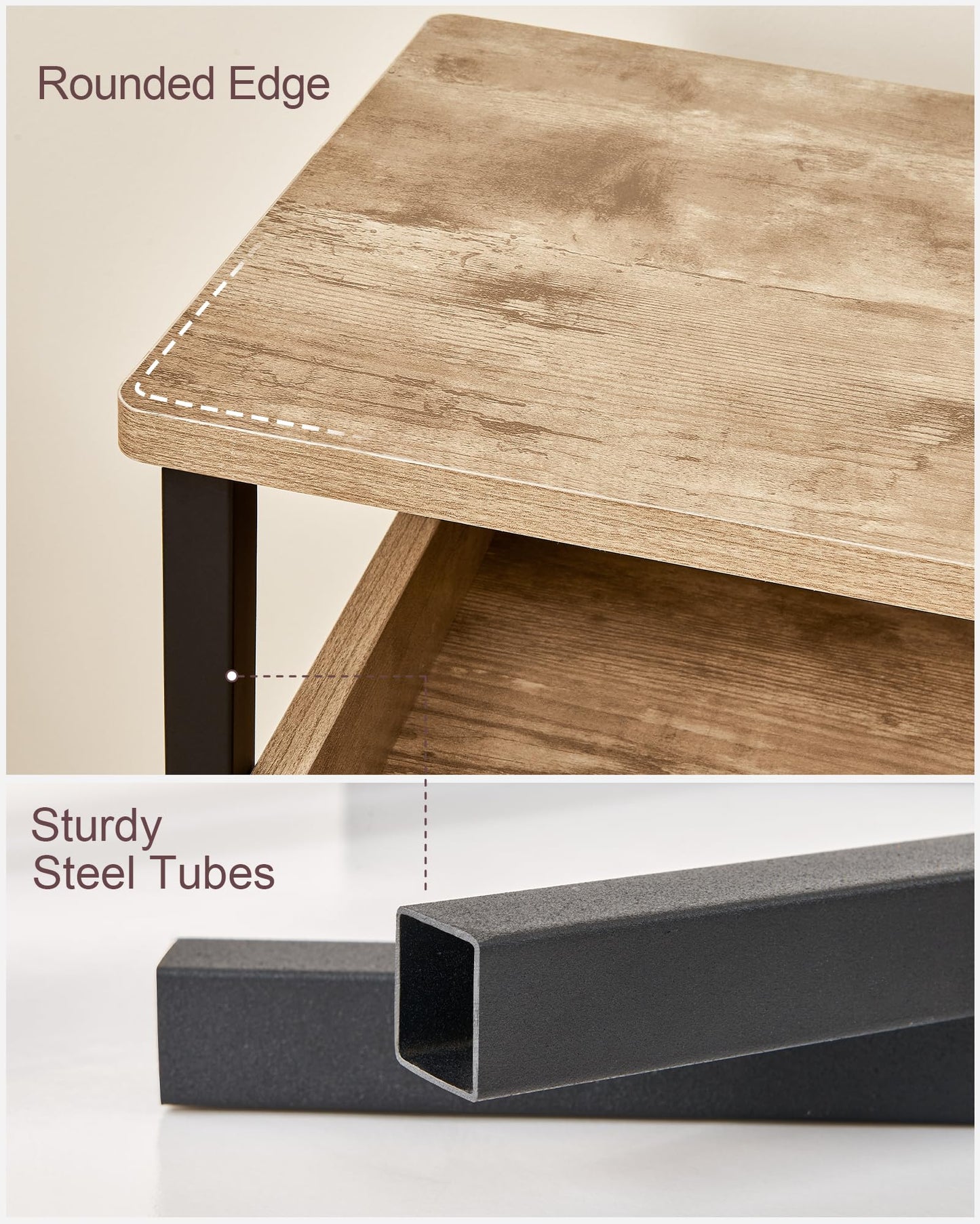 KJGKK Tall Side Table, 30 inch High End Table, Small Entryway Table, Bedside Table for Living Room and Bedroom, Greige & Black