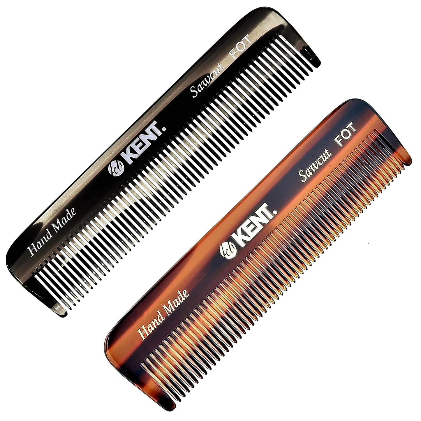 Kent A FOT Handmade Pocket Comb for Men, Women and Kids, All Fine Tooth Hair Comb Straightener for Everyday Grooming and Styling Hair, Beard and Mustache, Saw Cut and Hand Polished, Made in England