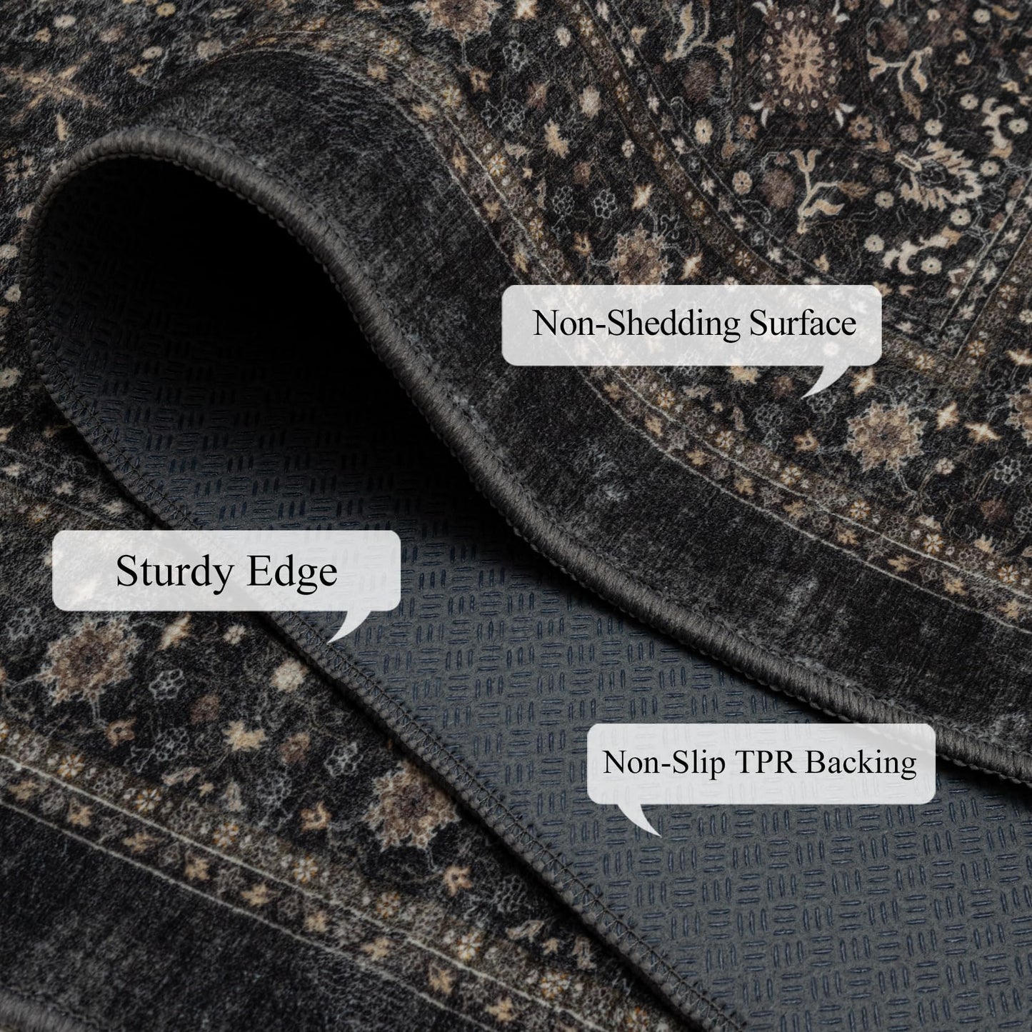 Ruaruarug Area Rug Non Slip Machine Washable Ultra Soft Outdoor/Living Room/Classroom/Bedroom/Kitchen Dark Gray, 8'×10'